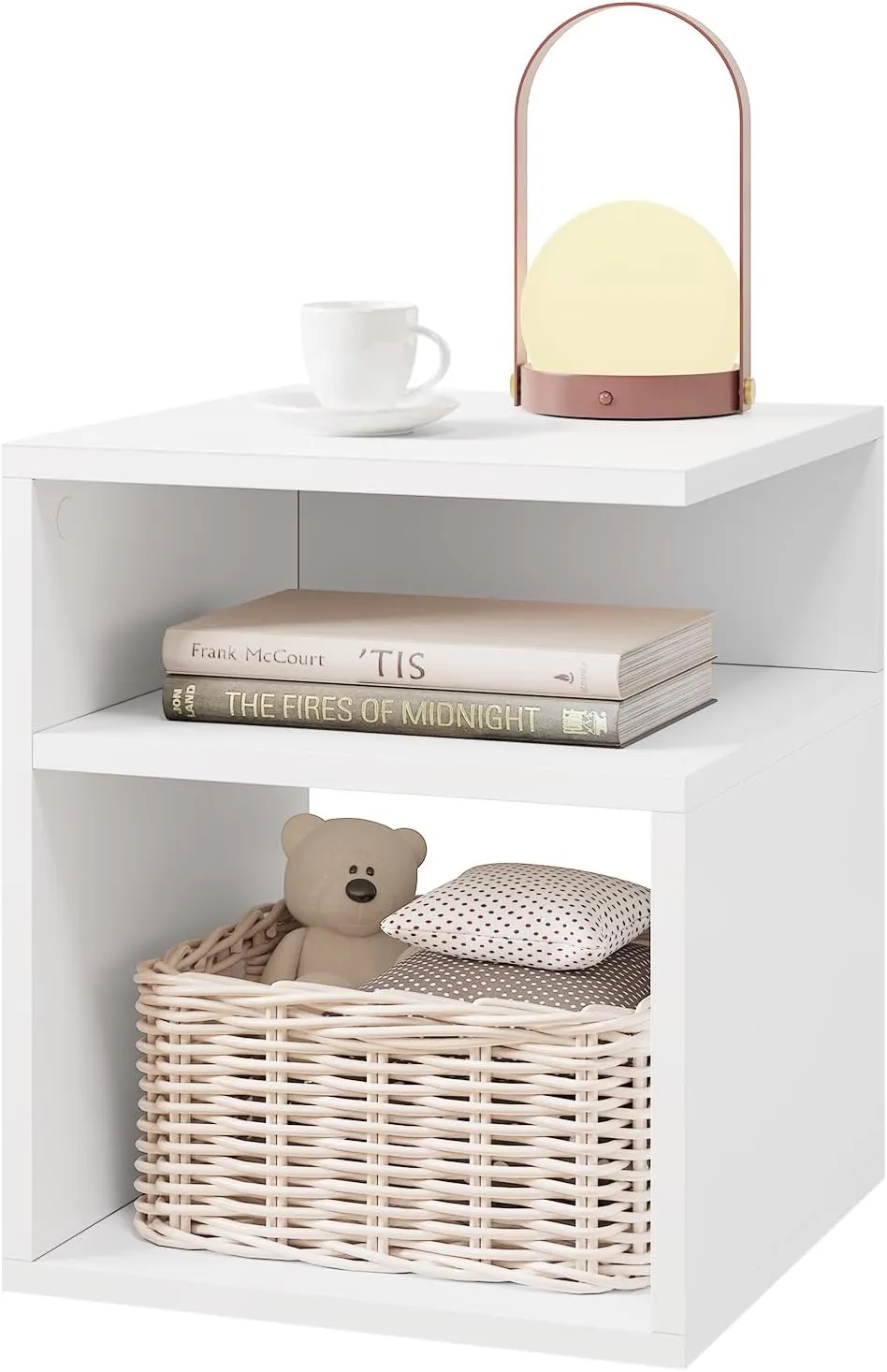 Bild von EUGAD Nachttisch 0002CTG in Weiß mit zwei offenen Fächern, ideal für Schlafzimmer und Wohnzimmer, Maße 35x41,5x35 cm