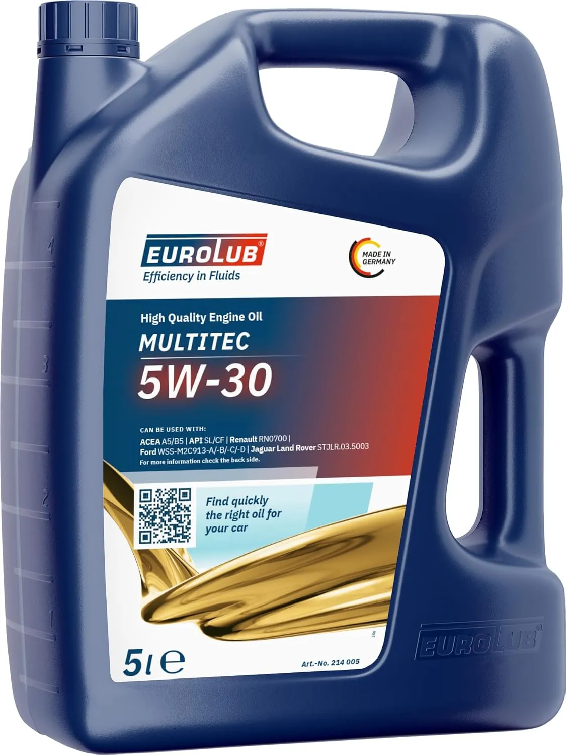 Bild von EUROLUB Multitec SAE 5W-30 Motoröl, 5 Liter, Made in Germany