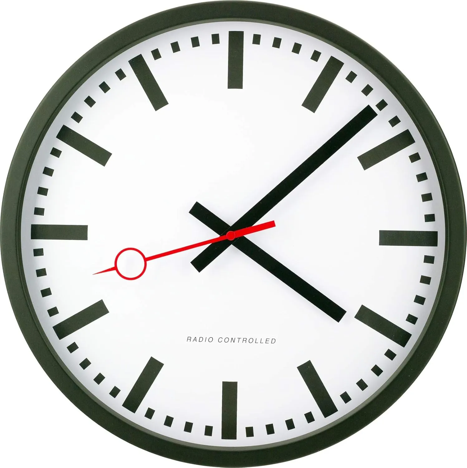 Bild von Eurotime 59530-05 Funkwanduhr im Bahnhofsdesign mit 35 cm Durchmesser und geräuschlosem Funkwerk, ideal für Wohnbereich oder Büro