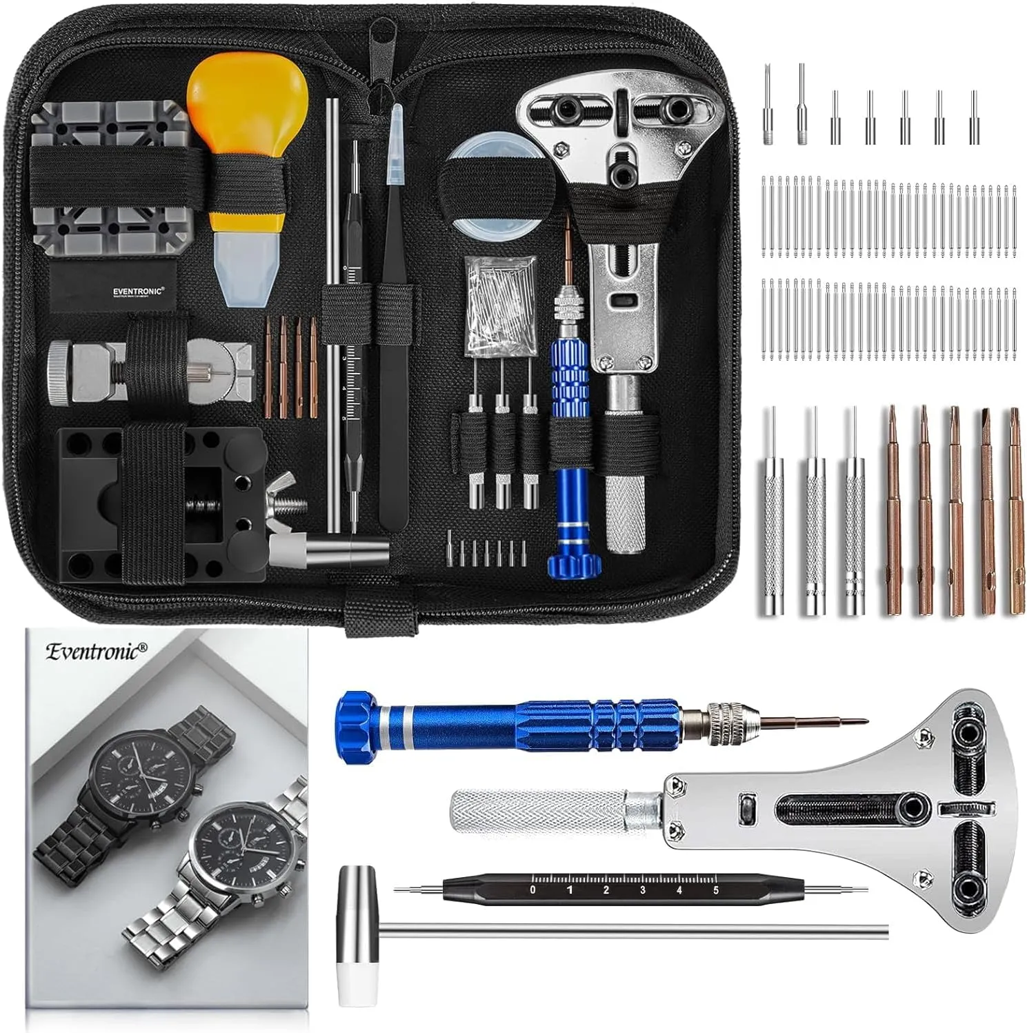 Bild von Eventronic Uhrenwerkzeug Set mit schwarzer Nylontasche für Reparaturen