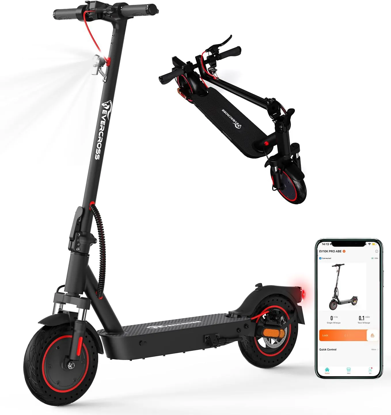 Bild von EVERCROSS EV10K PRO E Scooter mit Straßenzulassung, 10 Zoll, 400W Motor, 10,4AH Batterie und dualem Bremssystem