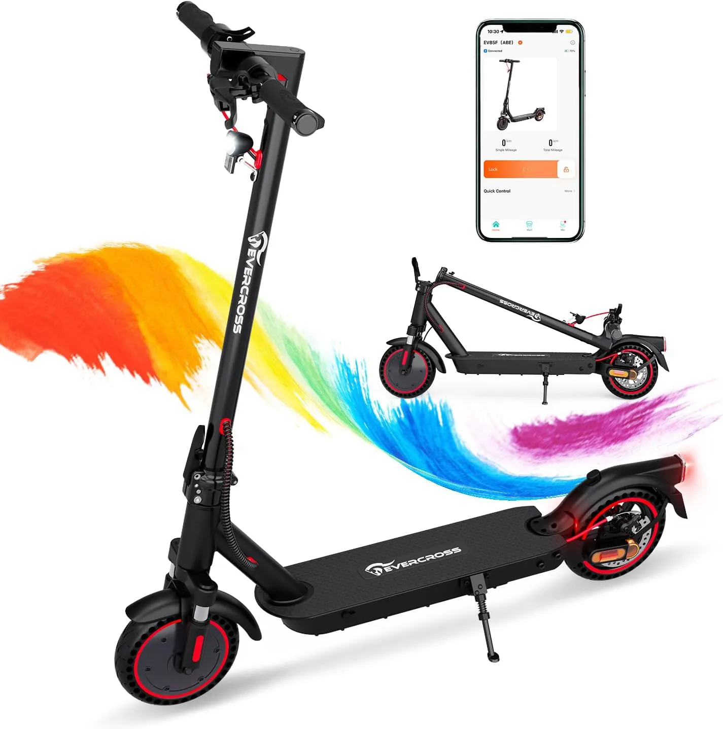 Bild von EVERCROSS EV85F E-Scooter mit Straßenzulassung, faltbarer Elektroroller für Erwachsene, 400W Motor, 7,8AH Batterie, 15 kg Gewicht, max. Belastung 120 kg, duale Bremsen und zwei Stoßdämpfer