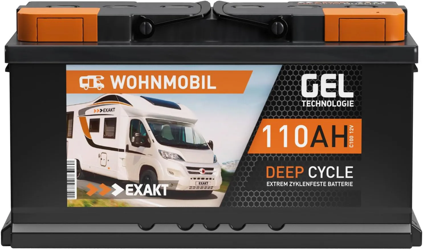 Bild von EXAKT Gel Batterie 12V 110Ah für Wohnmobile und Solarversorgung