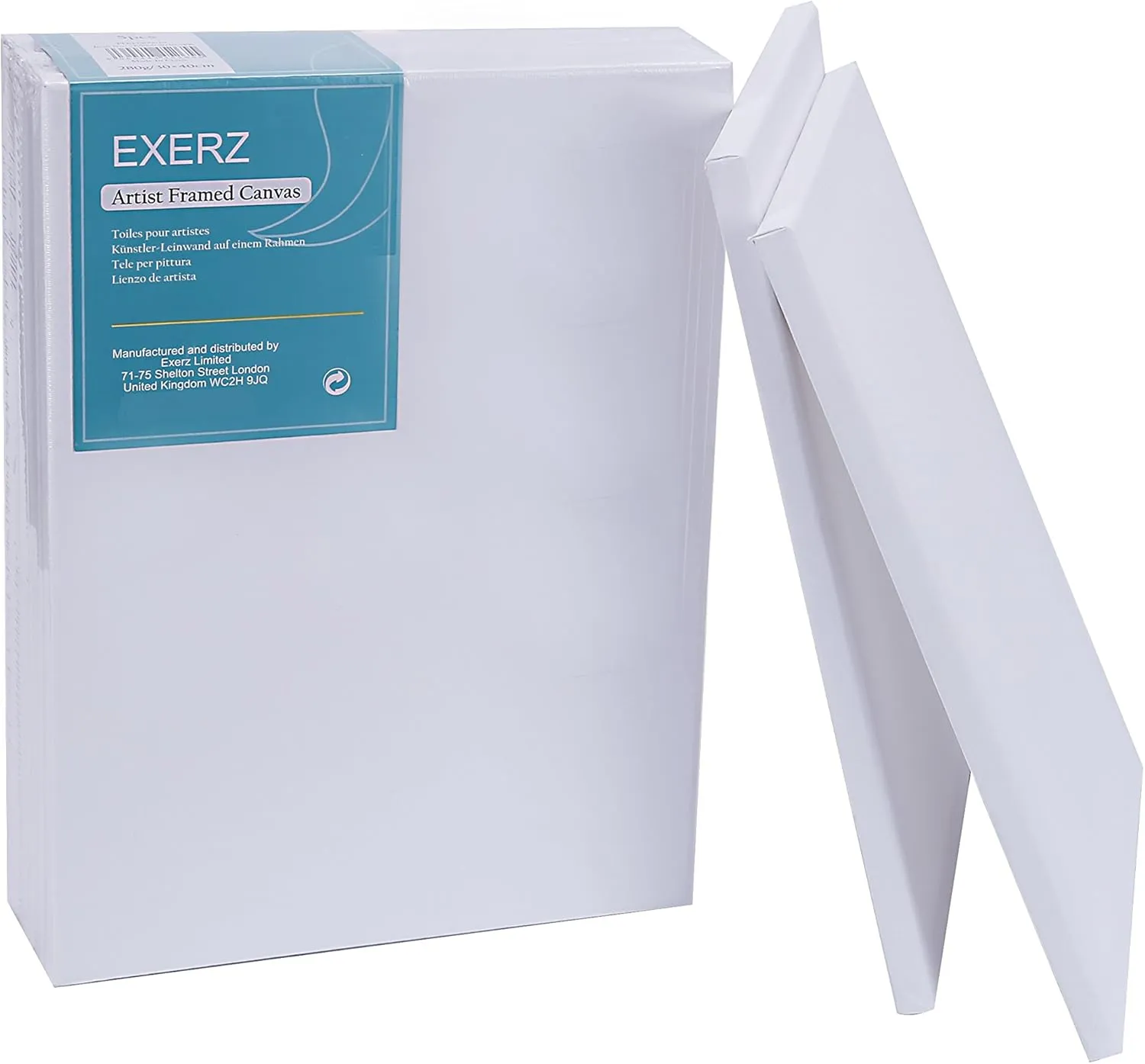 Bild von EXERZ Keilrahmen Set mit 5 Stück, 30x40 cm, 100% Baumwolle, dreifach grundiert, mittelkörnig