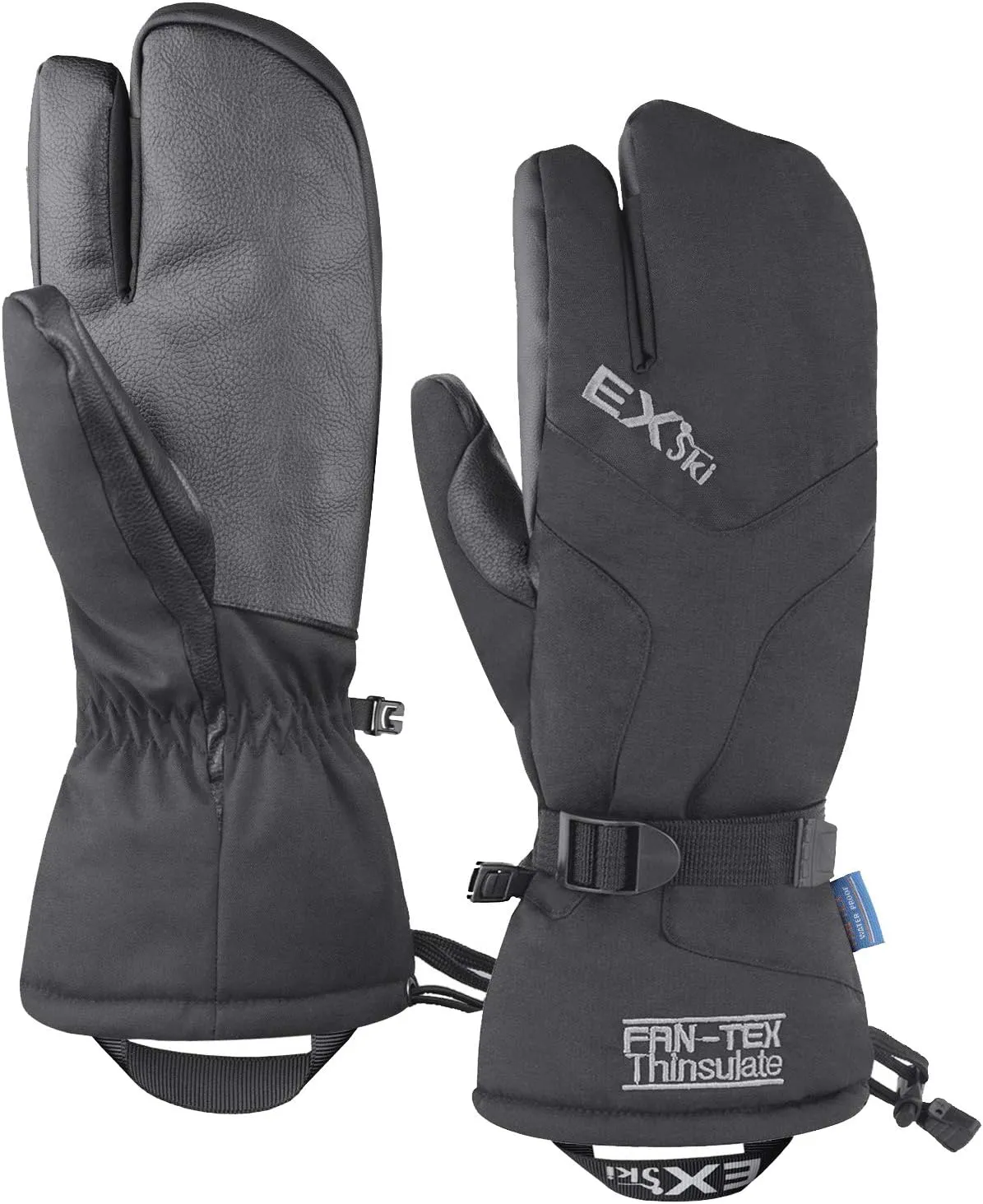 Bild von EXski Dreifinger Skihandschuhe für Herren und Damen, wasserdicht und warm mit Thinsulate Isolierung