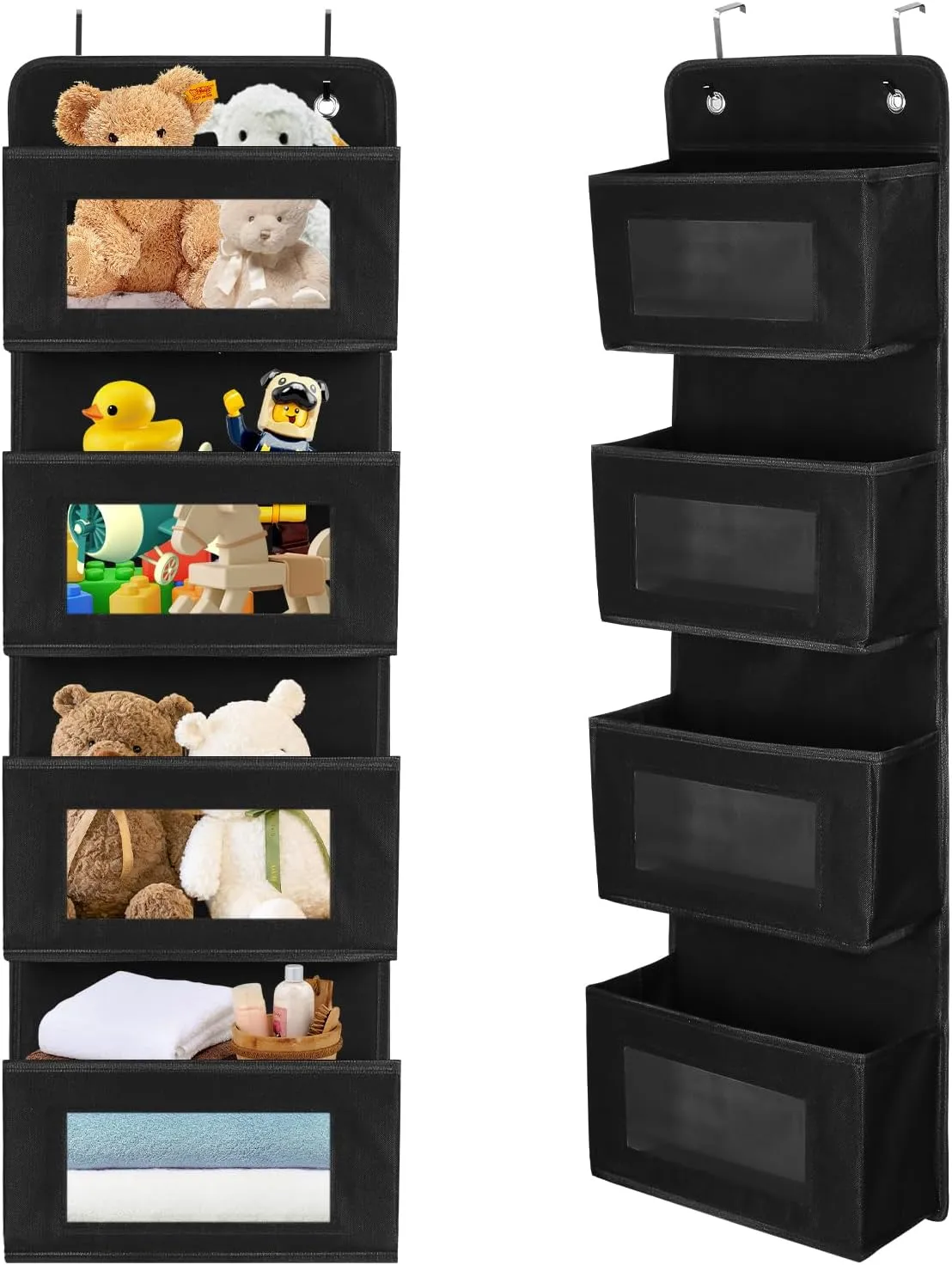 Bild von Exyvox Hängeorganizer mit vier Stofftaschen und transparenten Fenstern für Schlafzimmer, Wohnzimmer und Büro