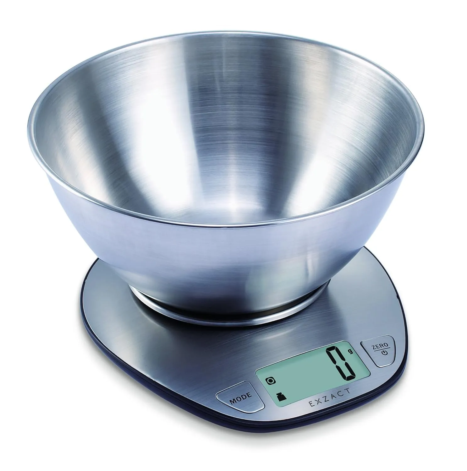 Bild von EXZACT Digitale Küchenwaage aus Edelstahl mit abnehmbarer Schüssel und Tara-Funktion, max. 5 kg