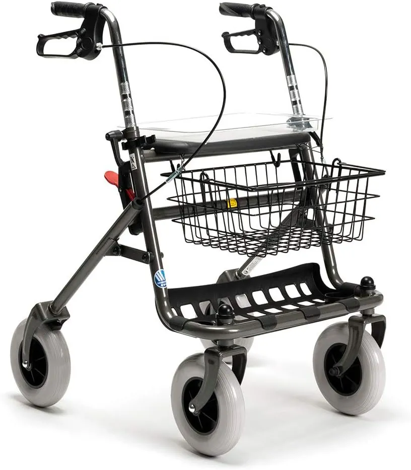 Bild von FabaCare Rollator in Carbon mit Vollausstattung, faltbar, inklusive Korb, Sitz und Tablett