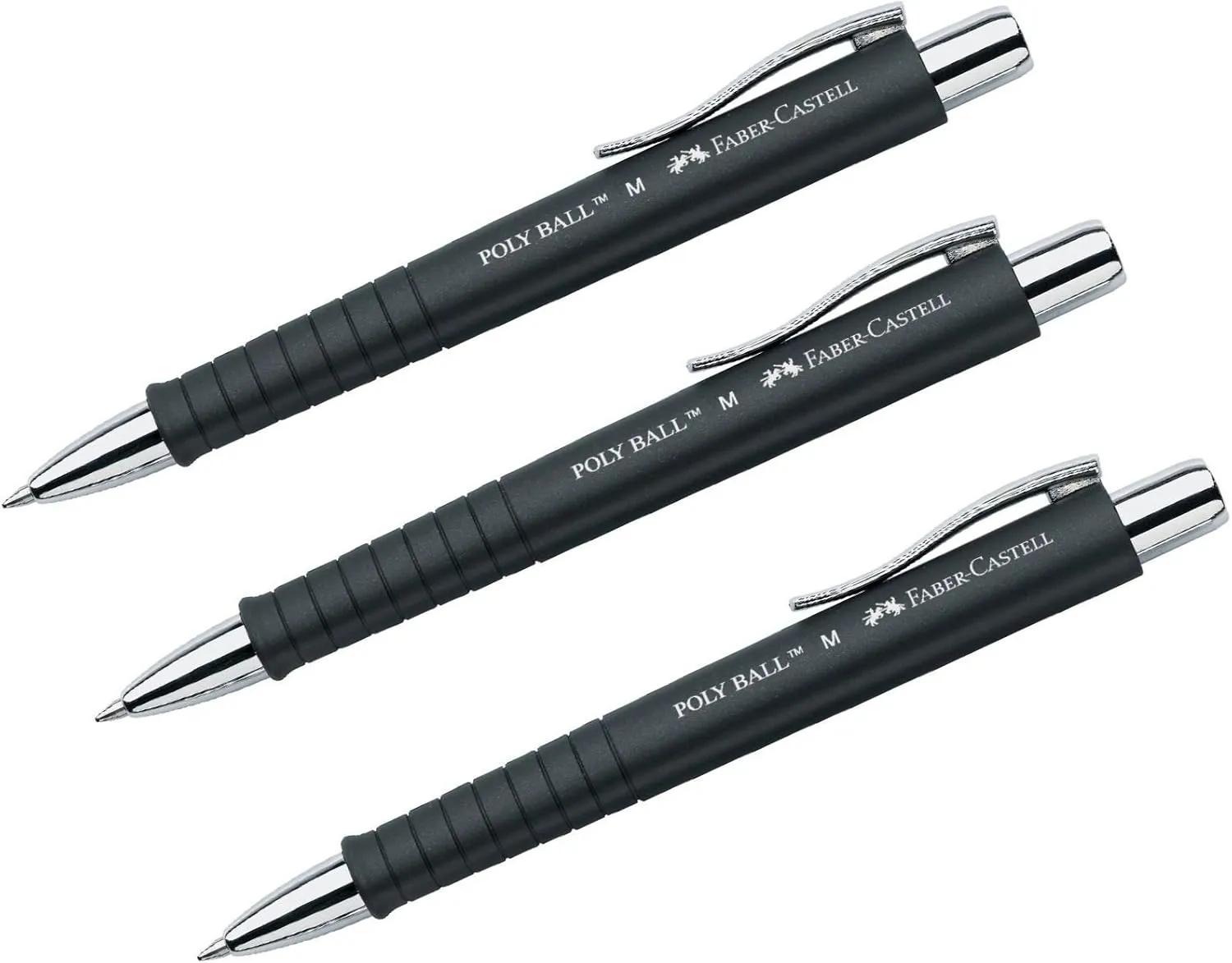 Bild von Faber-Castell Poly Ball Kugelschreiber 0,5mm in Schwarz, ergonomische Dreieckform, rutschfester Schaft, 3 Stück