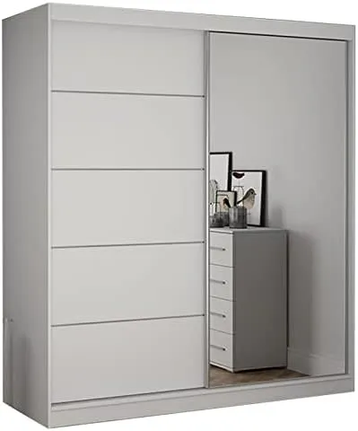 Bild von Fabryka Mebli Idźczak Bella 03 Kleiderschrank mit Spiegel in modernem Design in Weiß