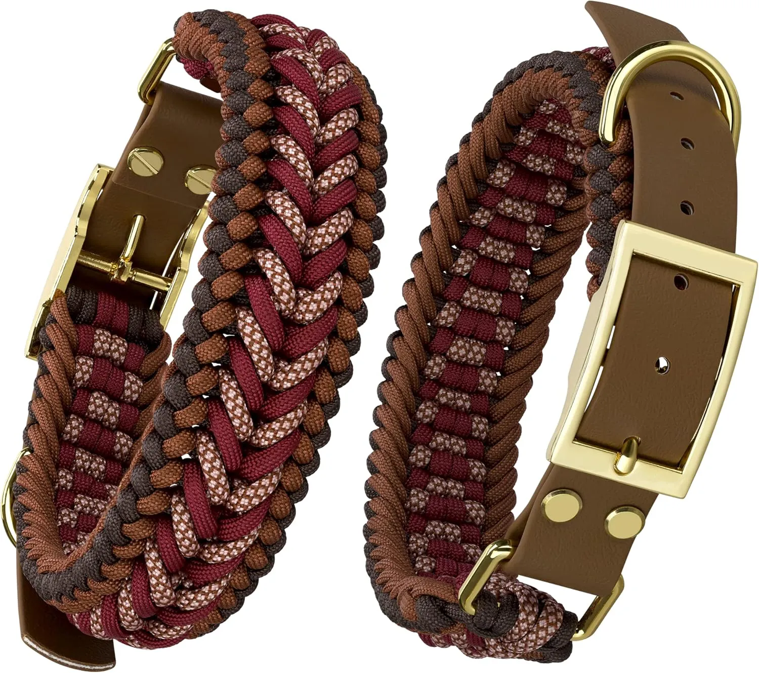 Bild von FairPaw verstellbares Hundehalsband aus Paracord in Rot für mittelgroße und große Hunde