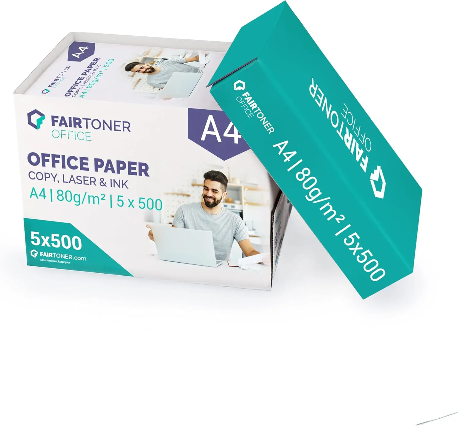 Bild von FairToner Druckerpapier A4 80g, 2500 Blatt, geeignet für Inkjet und Laserdrucker