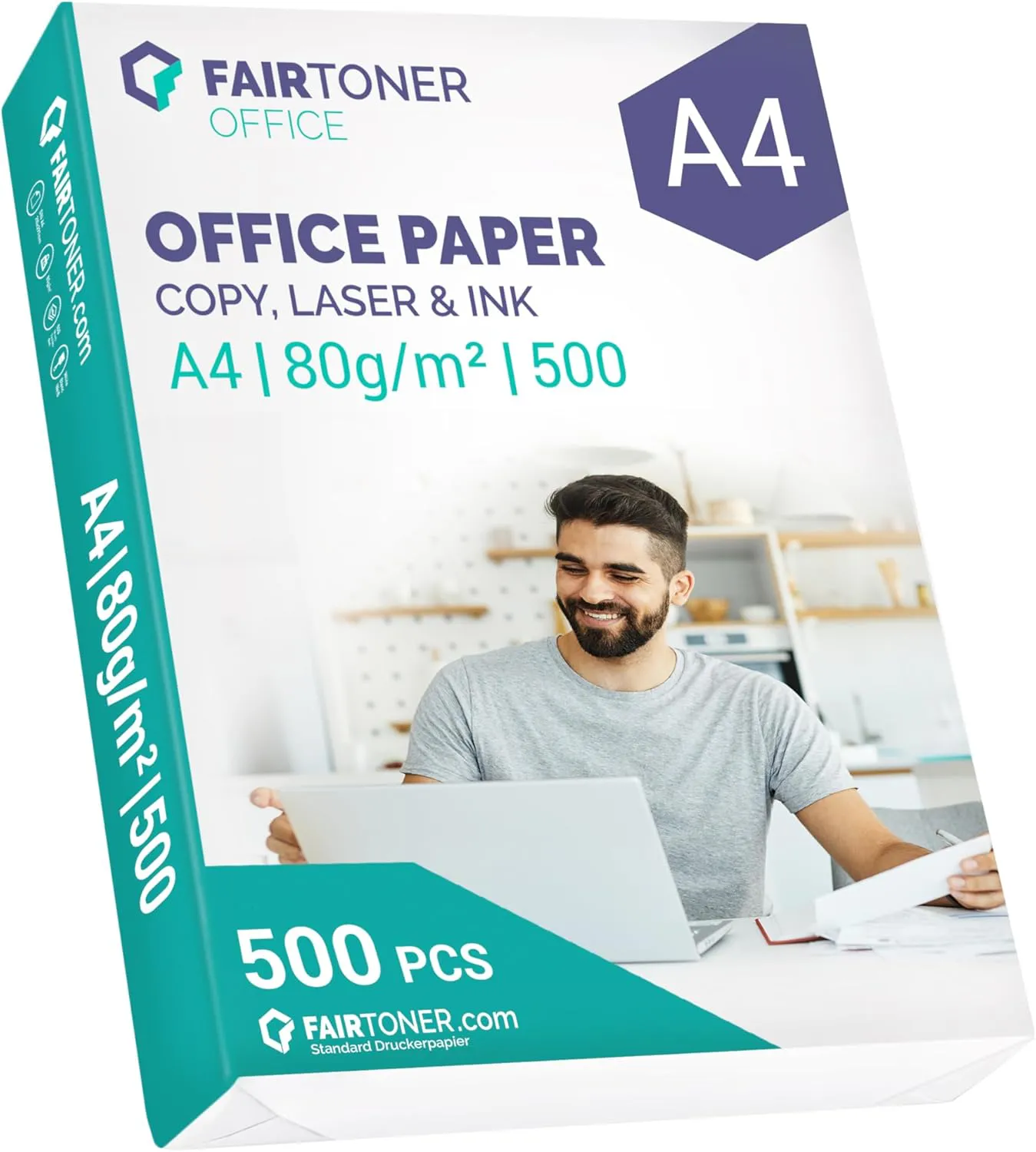 Bild von FairToner Druckerpapier A4 80g mit 500 Blatt für Inkjet und Laserdrucker