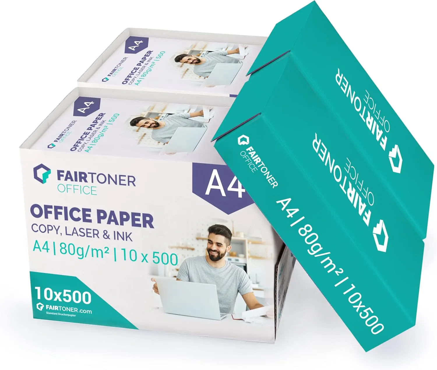 Bild von FairToner Druckerpapier Standard Kopierpapier A4 80g mit 5000 Blatt für Inkjet und Laserdrucker