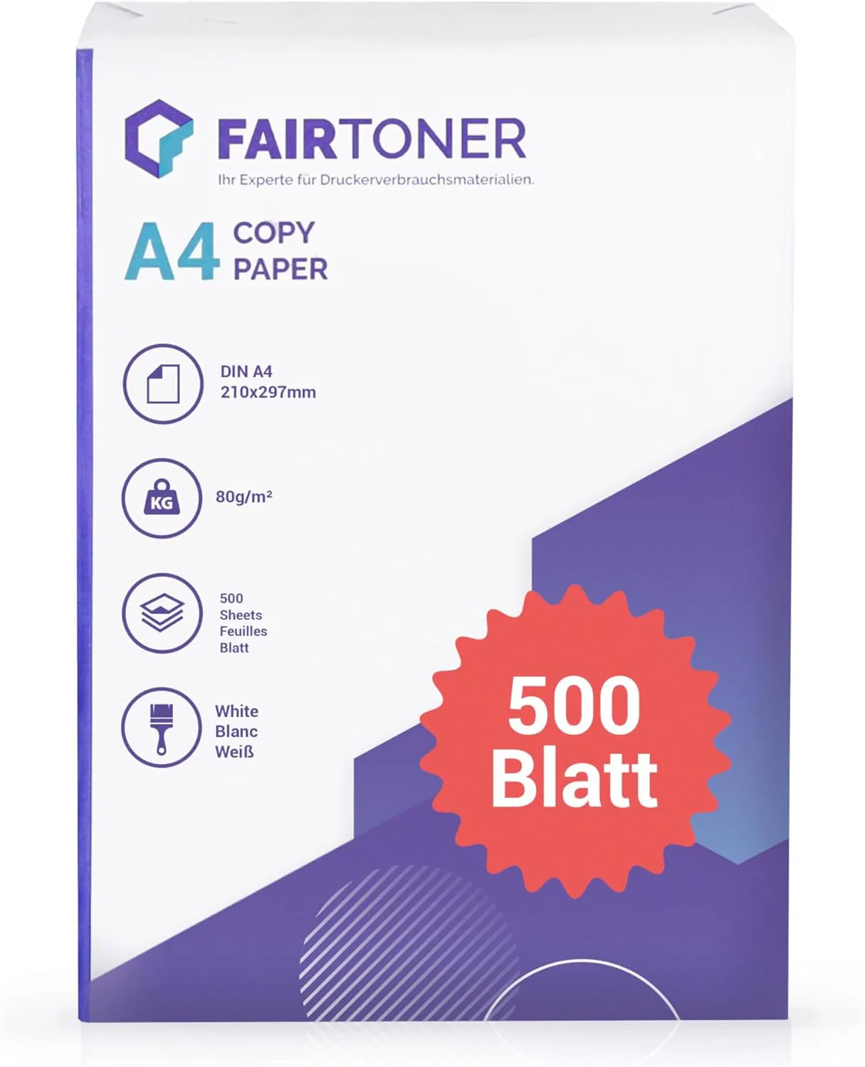 Bild von FairToner Kopierpapier 500 Blatt DIN A4 80g in Weiß