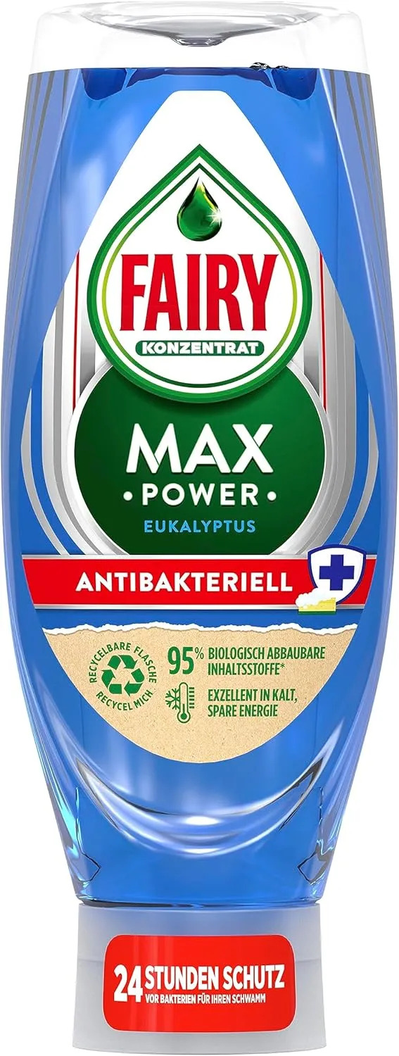 Bild von Fairy Max Power Antibakterielles Spülmittel 660 ml mit Auslaufschutz für effektive Fettlösekraft
