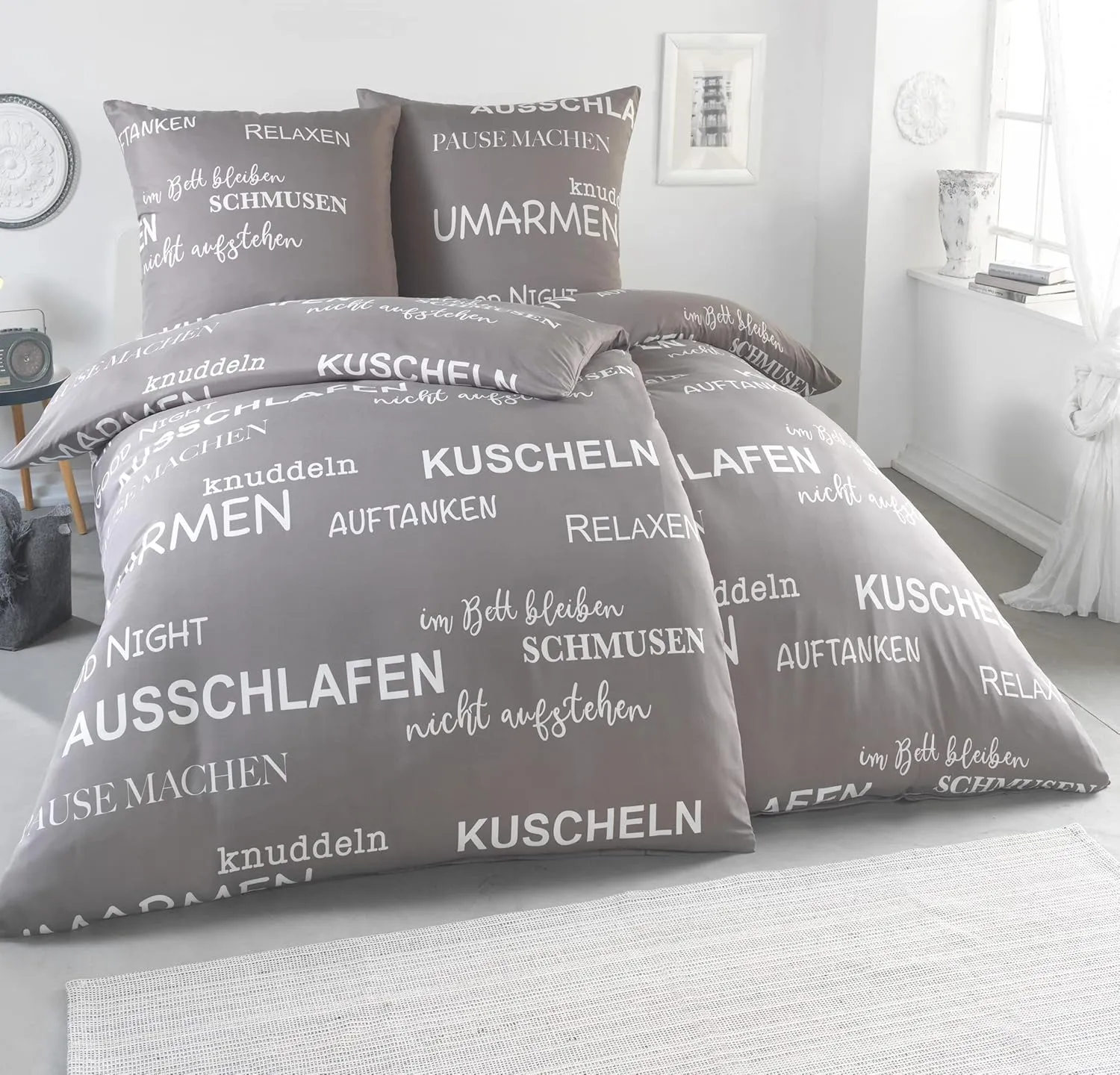 Bild von FELLANO Bettwäsche Set mit 4 Teilen in 135x200 und 80x80, ÖkoTex zertifiziert und allergikerfreundlich