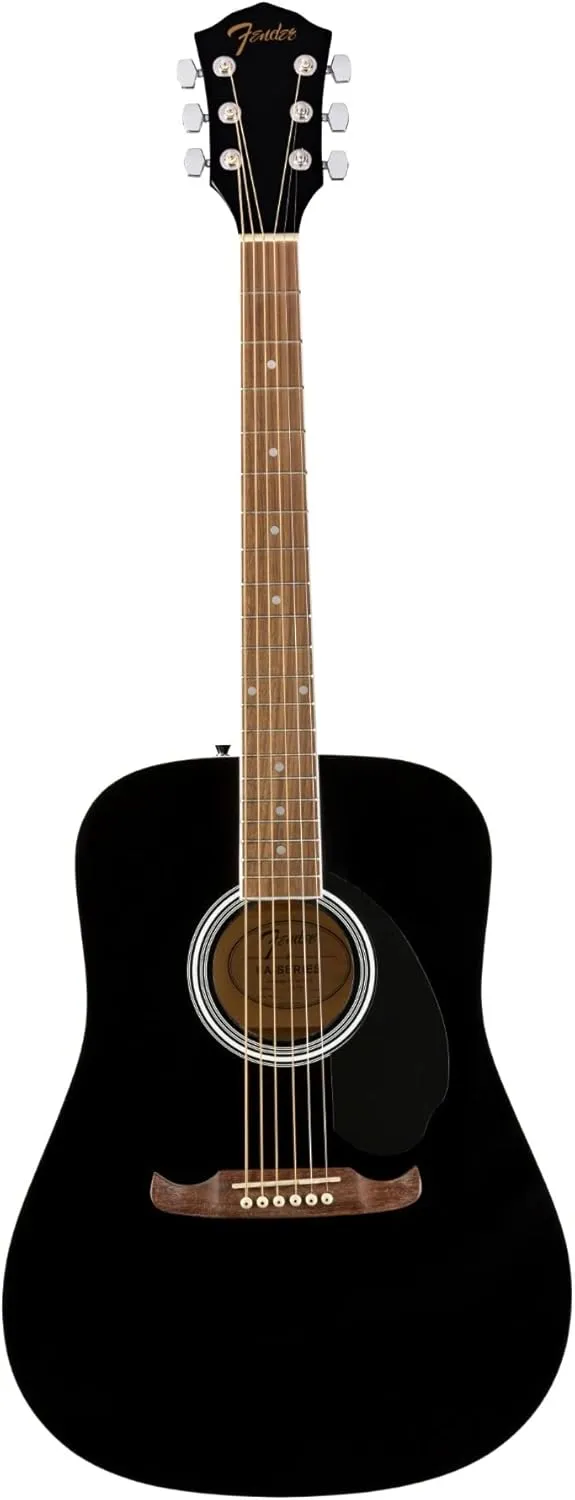 Bild von Fender FA-125 Dreadnought Akustikgitarre in Schwarz mit Walnussgriffbrett und Gitarrentasche