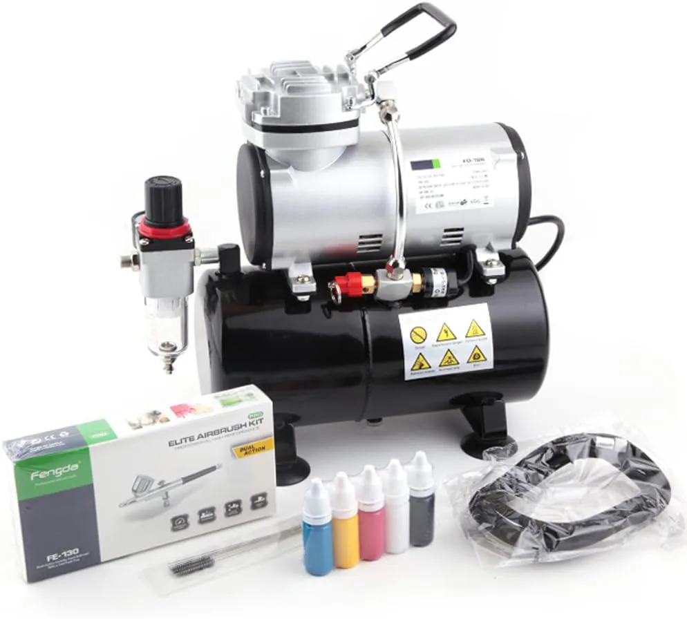 Bild von Fengda FD-186K Airbrush Kompressor Set mit hoher Luftleistung und Zubehör für Profis