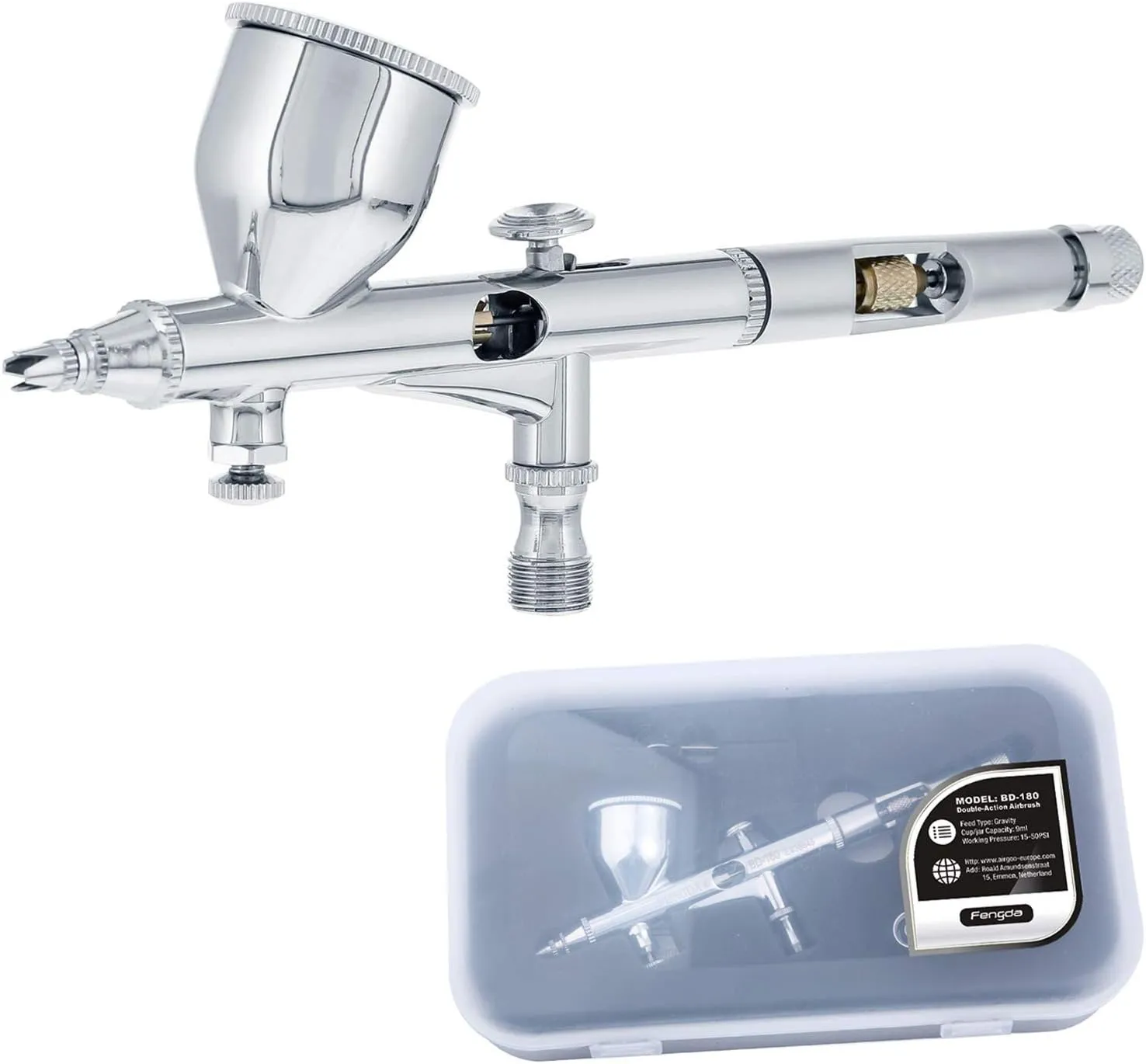 Bild von Fengda FE-180/BD-180 Hochpräzise Schwerkraft-Airbrush mit doppelter Wirkung und 0,2 mm Spitze