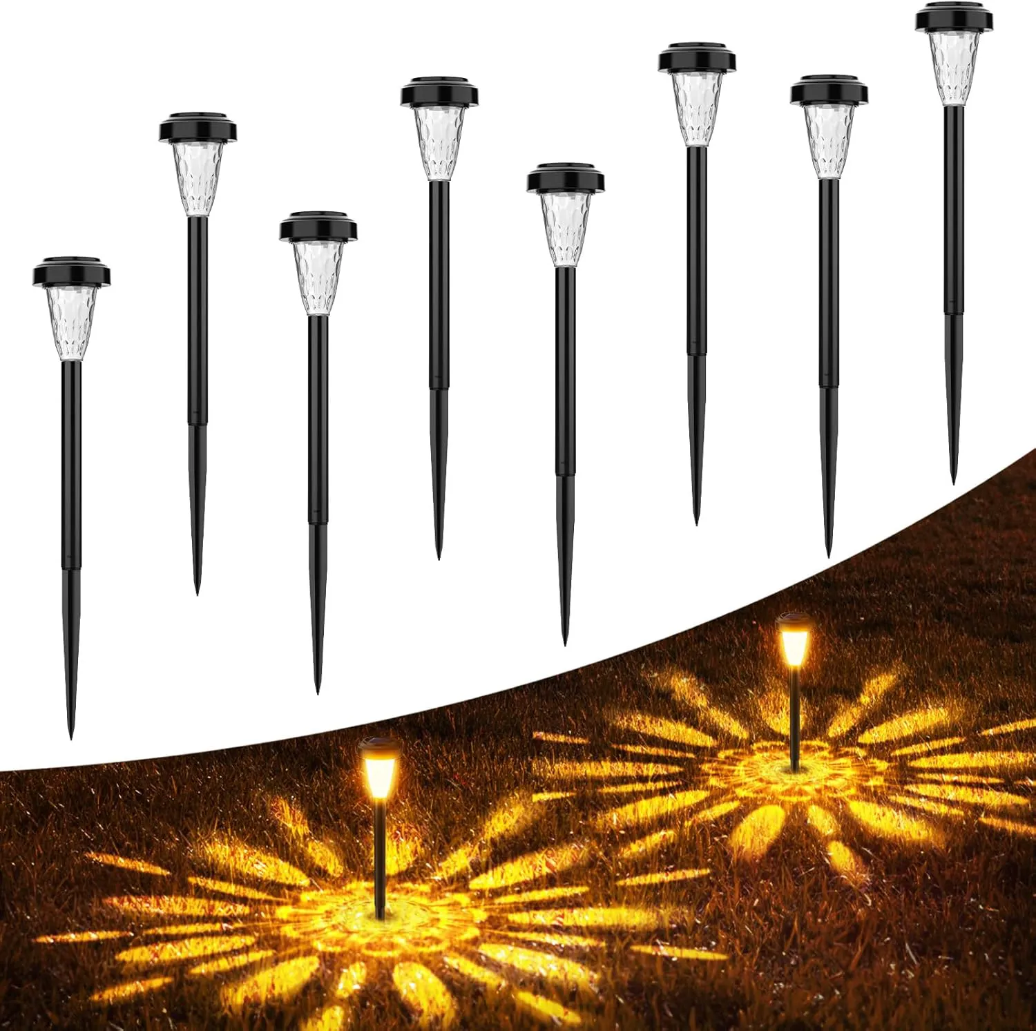 Bild von FIFlying 8er Set Solarlampen für den Außenbereich, wasserdicht und ideal für Garten, Rasen und Wege