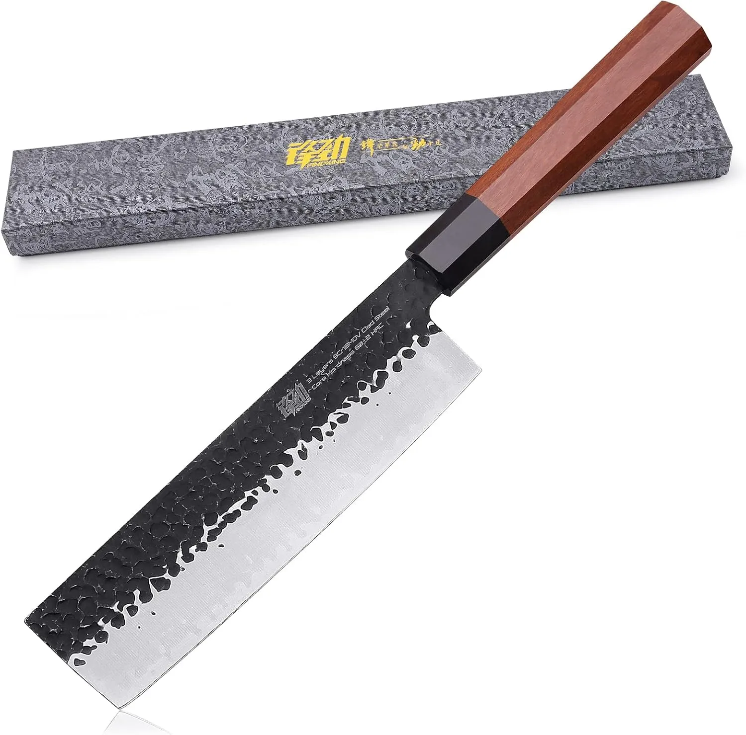Bild von FINDKING Dynasty Nakiri-Messer mit 7 Zoll Klinge aus 9Cr18MoV-Stahl für professionelle Gemüseschneider