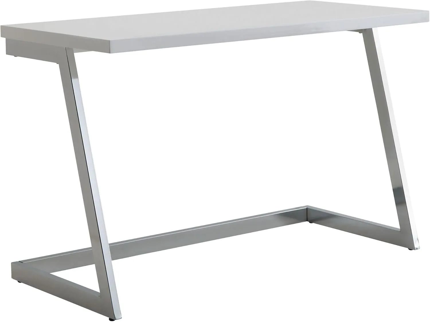 Bild von FineBuy Schreibtisch in Hochglanz Weiß mit Silber und Metallbeinen, 120 x 55 x 76 cm, moderner PC- und Bürotisch