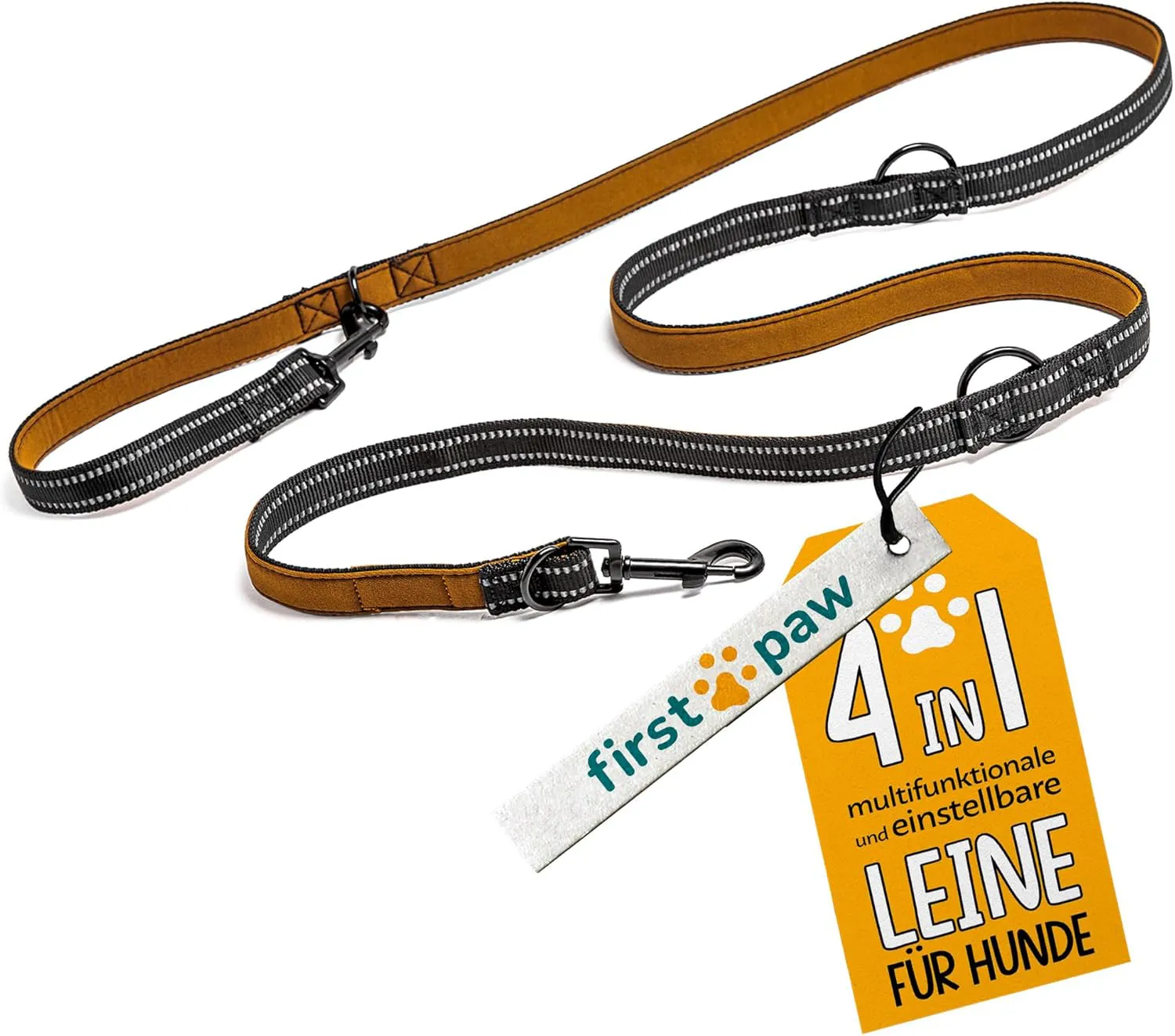 Bild von FIRSTPAW verstellbare Hundeleine 2m für kleine bis große Hunde mit 2 Karabinern