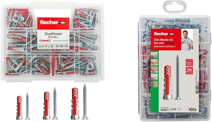 Bild von Fischer Duopower Kit mit 160 Universaldübel und Schrauben in praktischer Werkzeugkiste