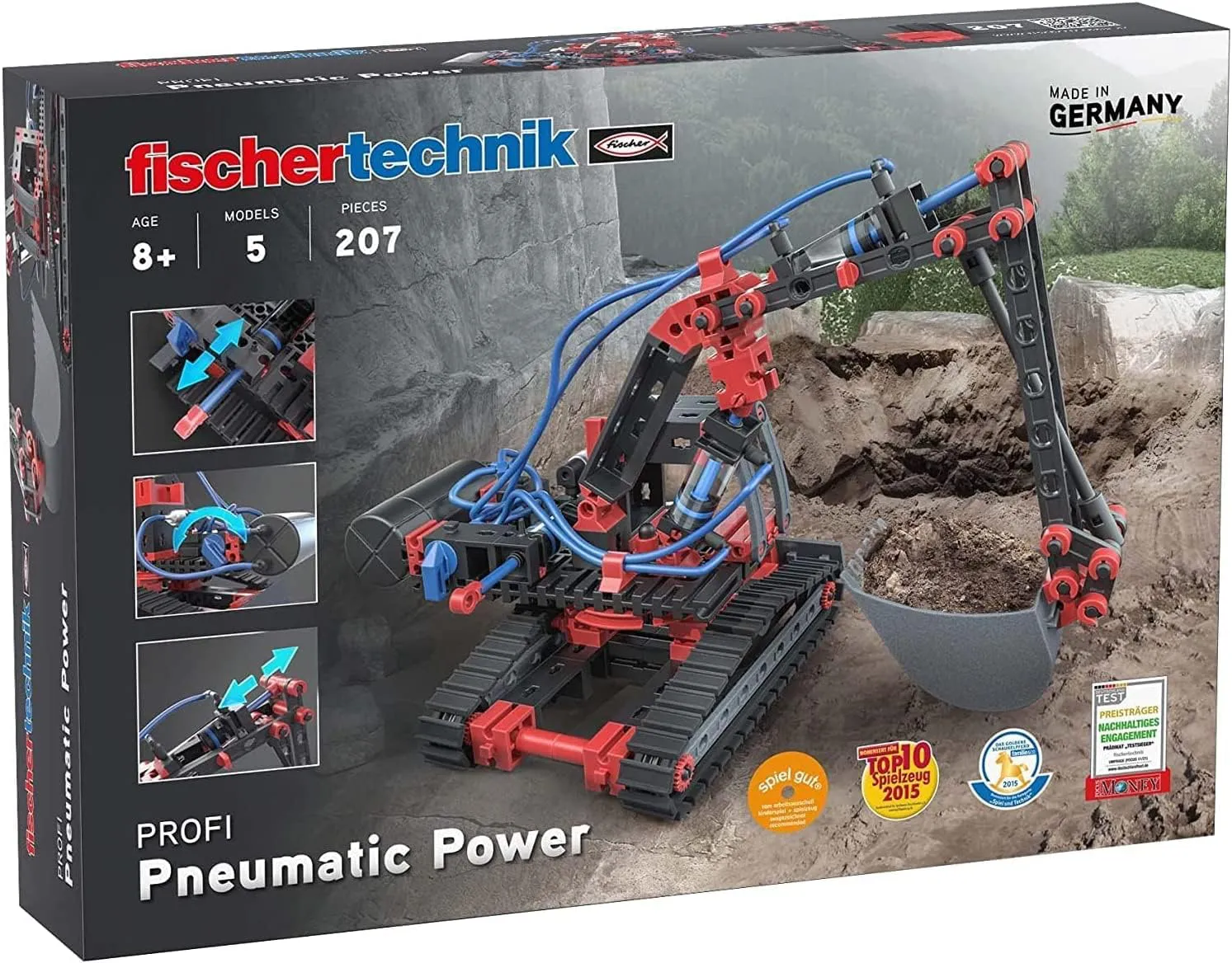 Bild von fischertechnik 533874 PROFI Pneumatic Power Bausatz für Kinder ab 8 Jahren mit Bagger und weiteren Modellen