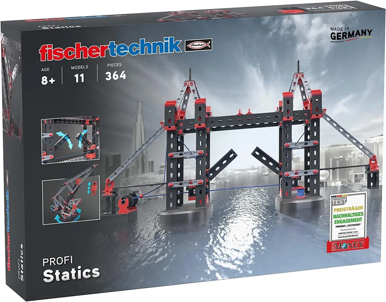 Bild von fischertechnik 564071 PROFI Statics Architektur Baukasten für Statik Grundlagen in Schwarz, Maße 32 x 8 x 23 cm