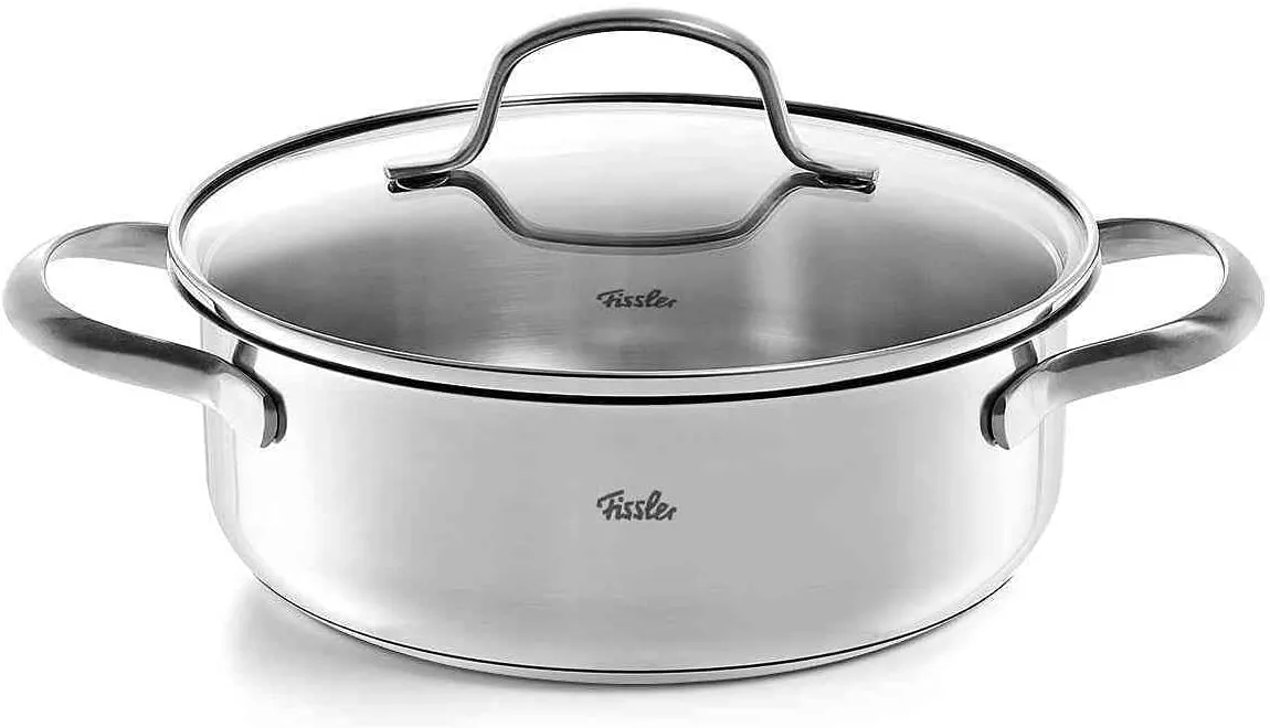 Bild von Fissler San Francisco Bratentopf aus Edelstahl mit 2,1 Litern und 20 cm Durchmesser, inklusive Glasdeckel und Schüttrand, geeignet für Induktion