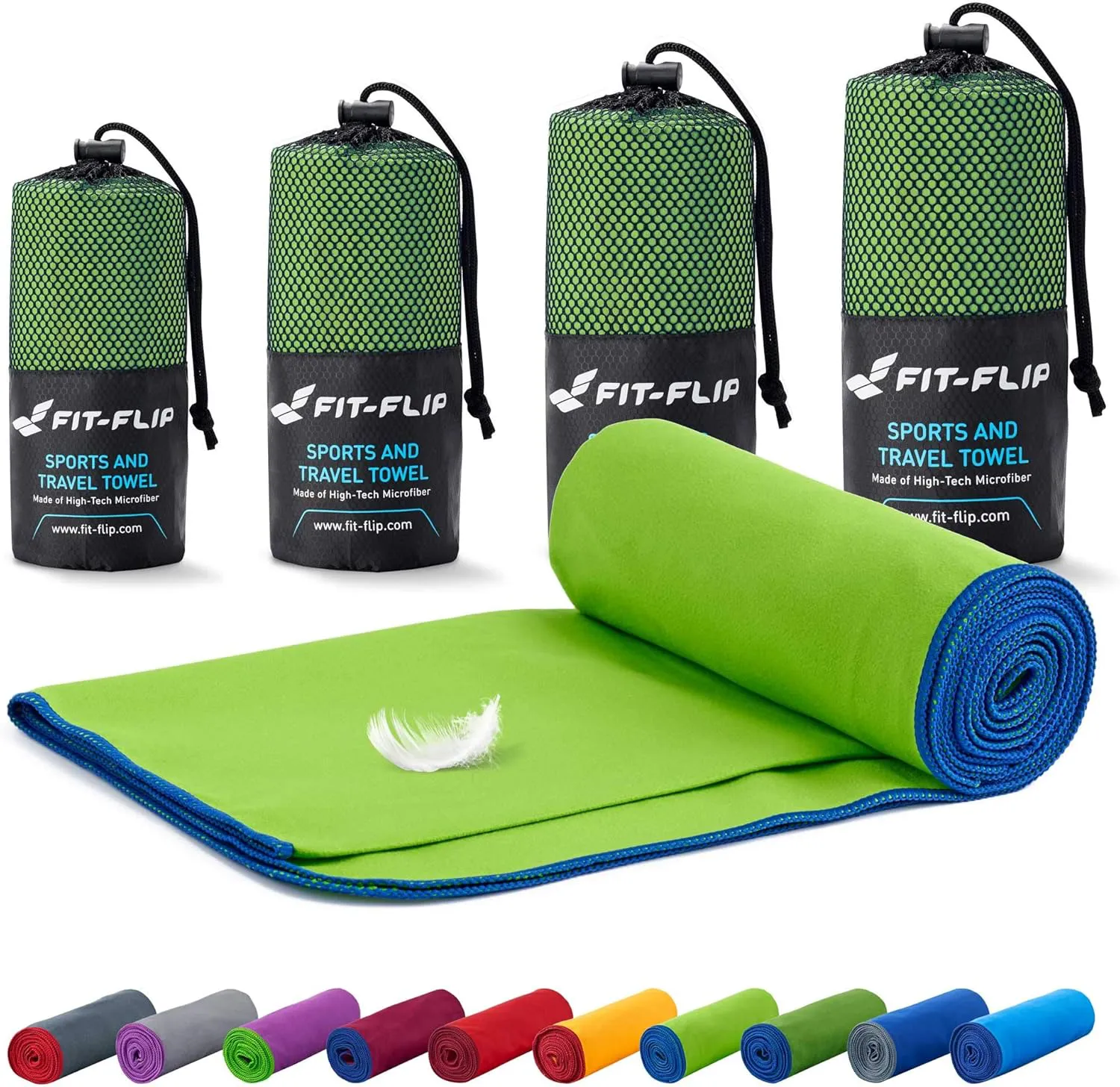Bild von Fit-Flip Mikrofaser Handtuch, kompakt und schnelltrocknend, ideal für Reisen, Sport und Strand