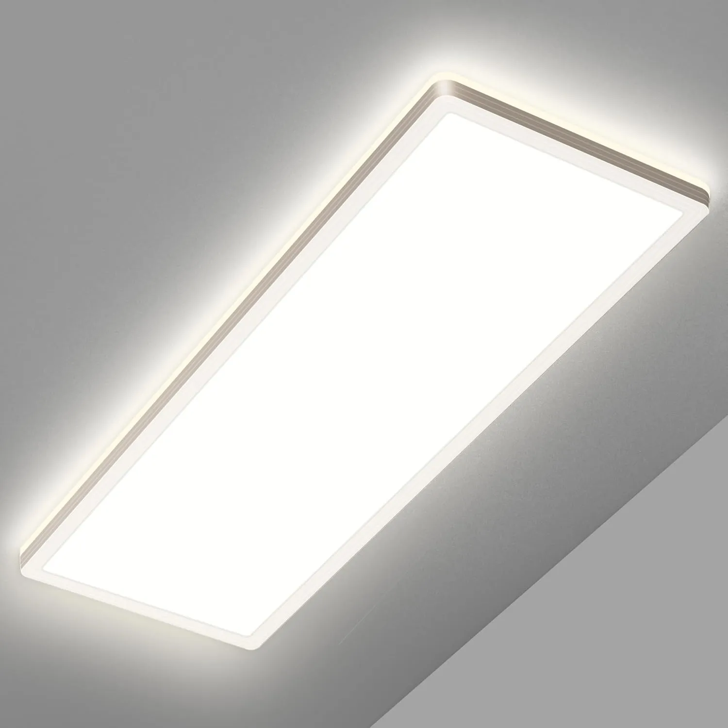 Bild von Flache LED Deckenlampe mit 24W und 2500LM, neutralweißes Licht für Büro, Küche und Wohnzimmer, Maße 580x200x25mm
