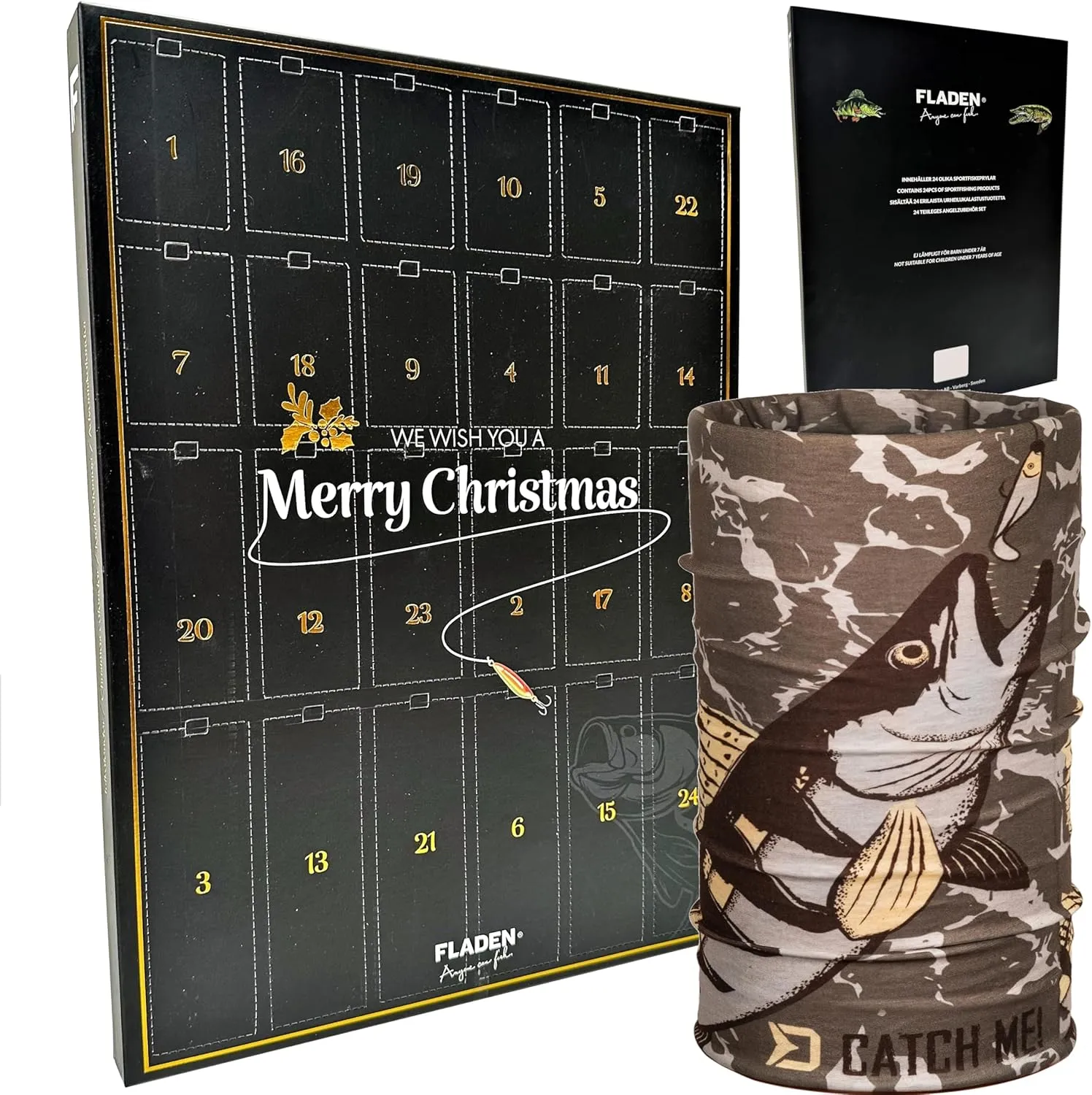 Bild von FLADEN Raubfisch Angler Adventskalender mit Hecht, Zander und Barsch sowie einem Multifunktionstuch im Raubfisch Design