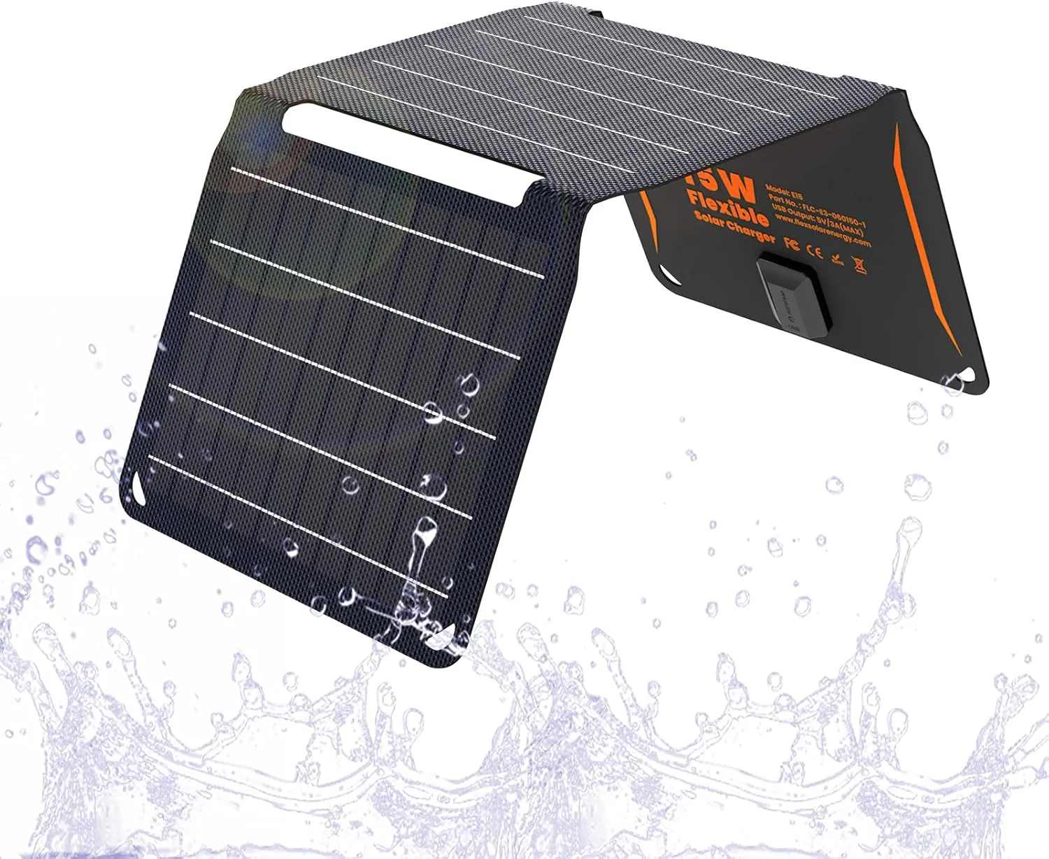 Bild von FlexSolar 15W tragbares Solarpanel Ladegerät wasserdicht und faltbar mit USB Anschluss für iPhone und iPad
