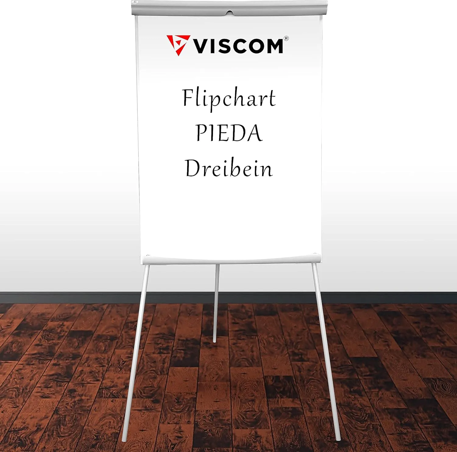 Bild von Flipchart PIEDA mit Dreibein-Stativ und magnetischer Oberfläche, höhenverstellbar und vielseitig einsetzbar