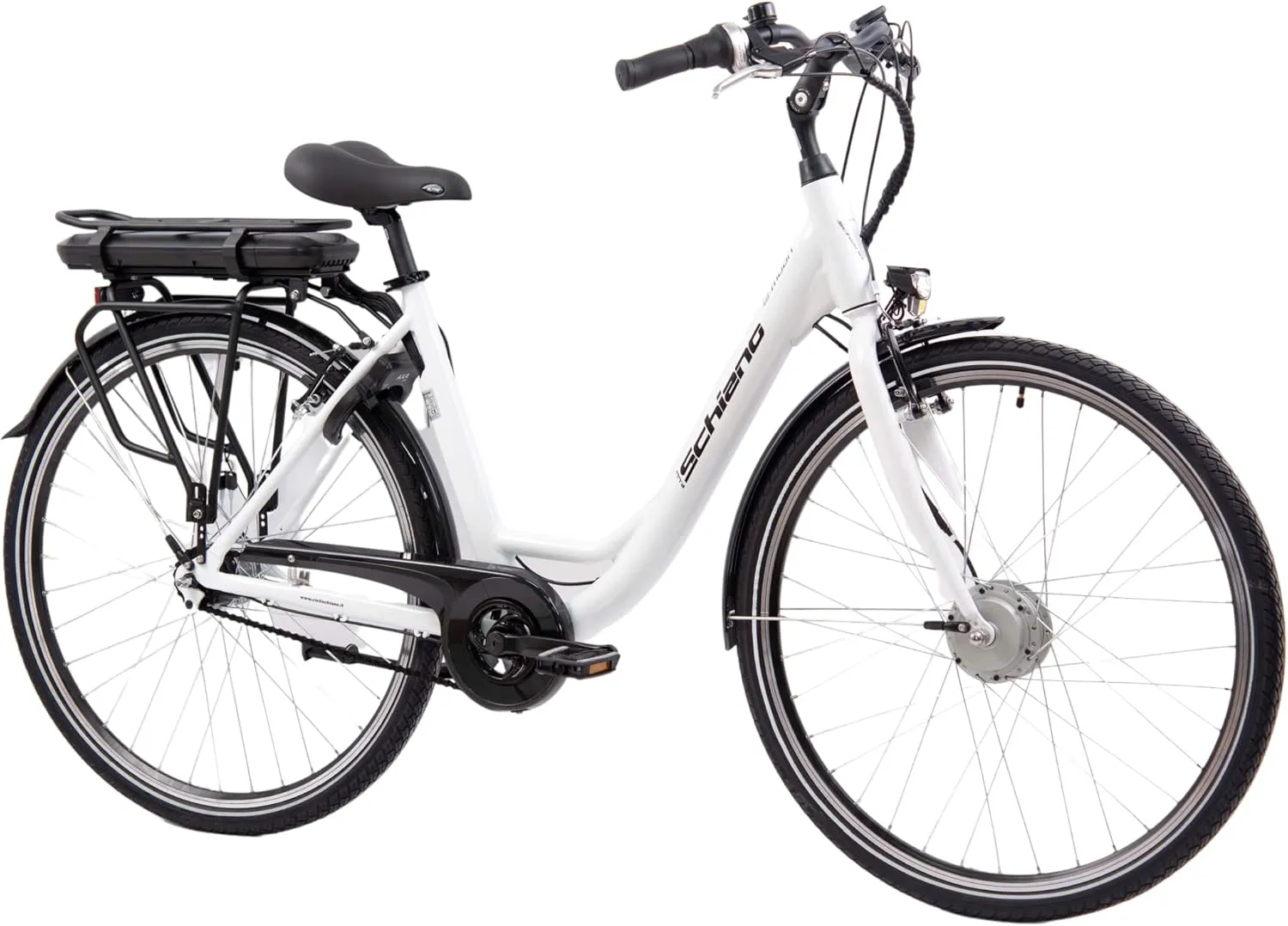 Bild von F.lli Schiano E-Moon E-Bike mit 28 Zoll für Herren und Damen, bis 25 km/h, mit Gepäckträger und Nexus 7 Motorakku