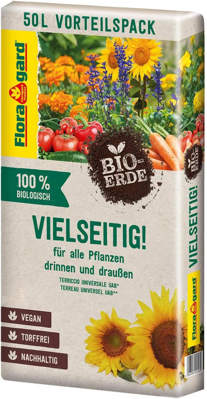 Bild von Floragard Bio-Erde 50 Liter torffrei und vegan für alle Pflanzen drinnen und draußen