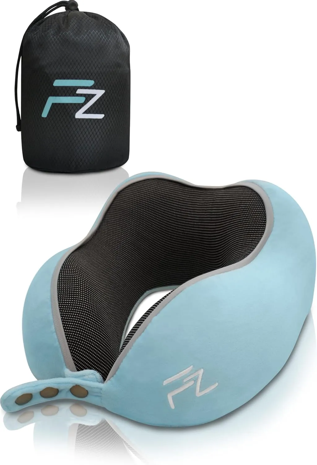 Bild von FLOWZOOM Nackenkissen für Kinder aus Memory Foam in Blau, ideal zum Lesen und Reisen, geeignet für Kids ab 6 Jahren