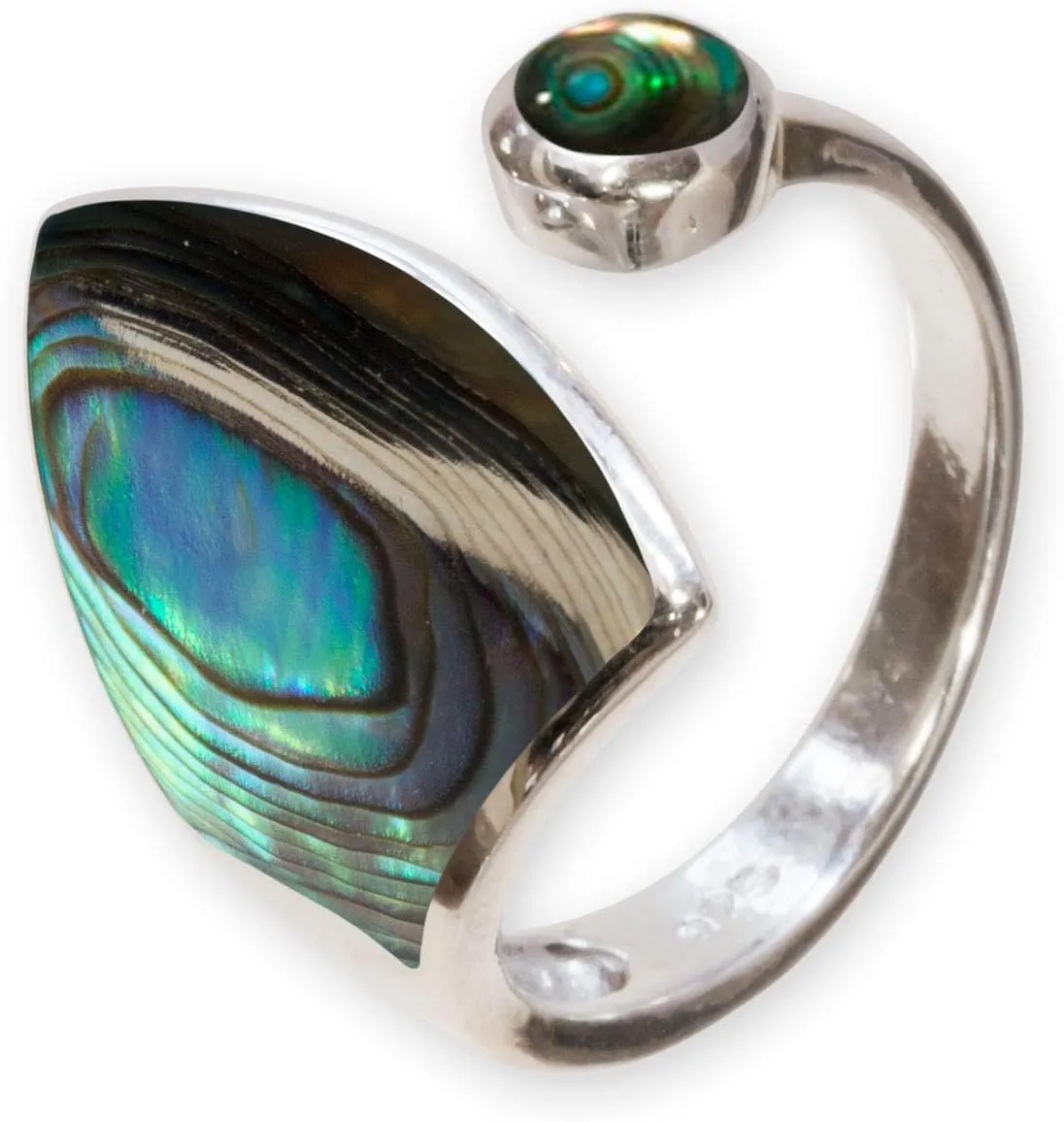 Bild von Fly Style Damenring aus 925er Silber, größenverstellbar mit Stein- oder Muschelinlays