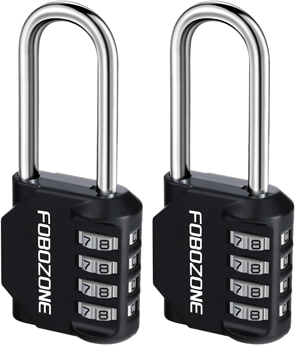 Bild von FOBOZONE 4-stelliges wasserdichtes Vorhängeschloss im 2er Pack mit zurücksetzbarem Code für Schließfächer und Tore