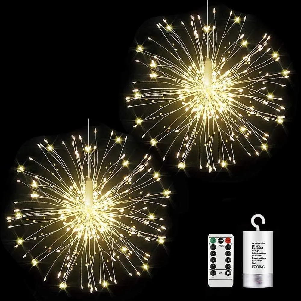 Bild von FOOING 2er Set LED Lichterkette Feuerwerk mit 120 LEDs und 8 Modi für Innen und Außen
