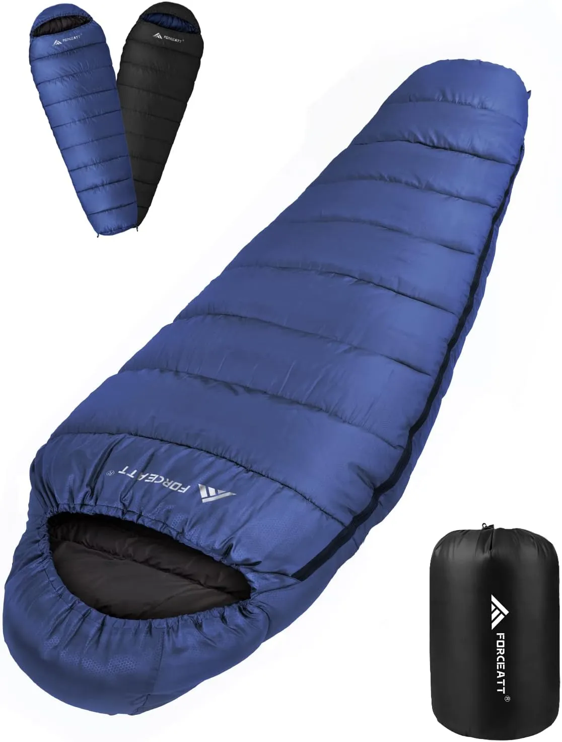 Bild von Forceatt Winter Schlafsack für 4 Jahreszeiten, geeignet für Temperaturen von -7 bis 20 Grad, leicht und wasserabweisend, Maße 210 x 80 cm, ideal für Rucksackreisen und Camping