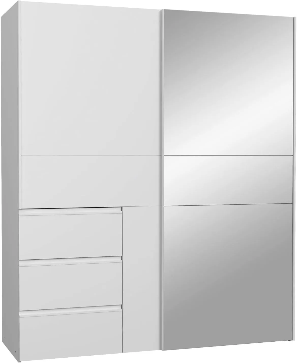 Bild von FORTE WINN Kleiderschrank in Weiß mit Spiegeltür, Schwebetüren und Schubladen, 170 cm breit, 200 cm hoch, 61,2 cm tief