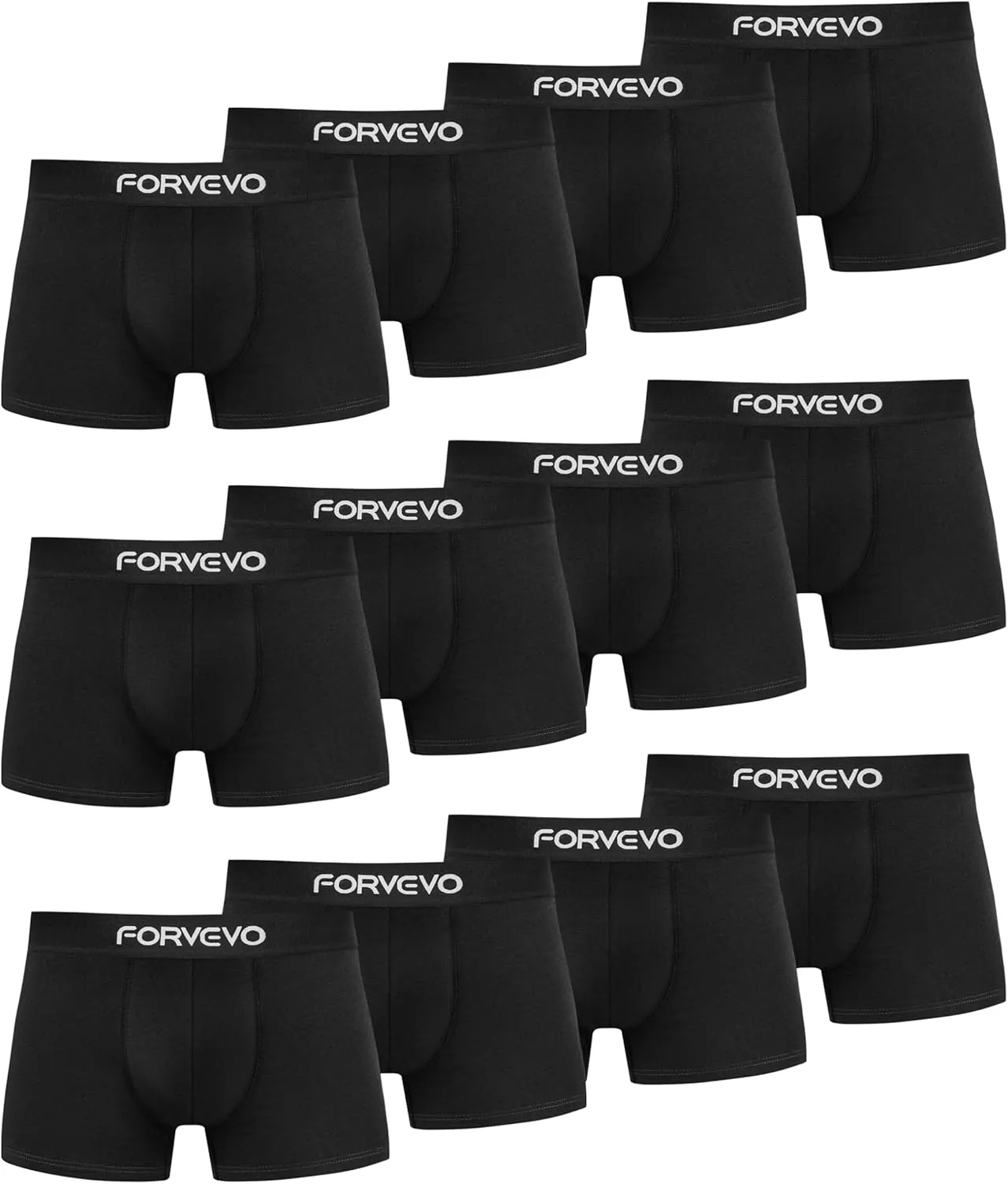 Bild von FORVEVO 12er Pack Herren Boxershorts aus Baumwolle in verschiedenen Größen von S bis 4XL