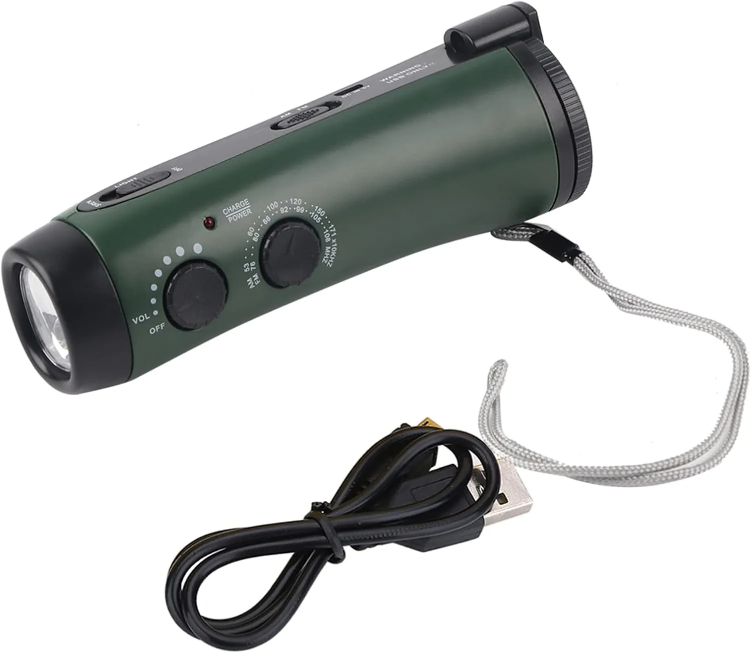 Bild von Fosa Multifunktions LED Notfall Taschenlampe mit Handkurbel, Ladegerät und Radio in Grün