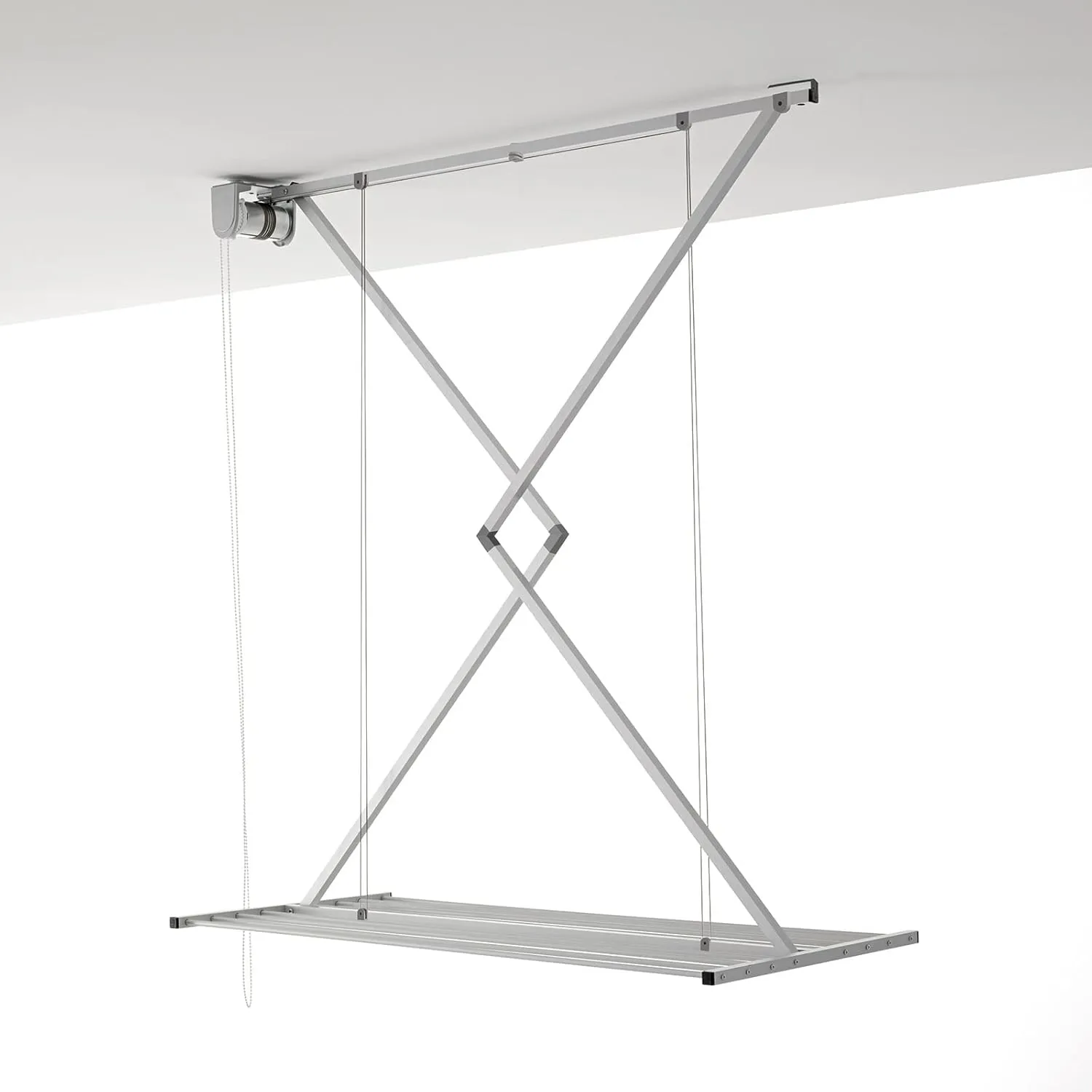Bild von Foxydry Mini vertikaler Wäscheständer aus Aluminium und Stahl, zusammenklappbar, 152x54x25 cm in Grau