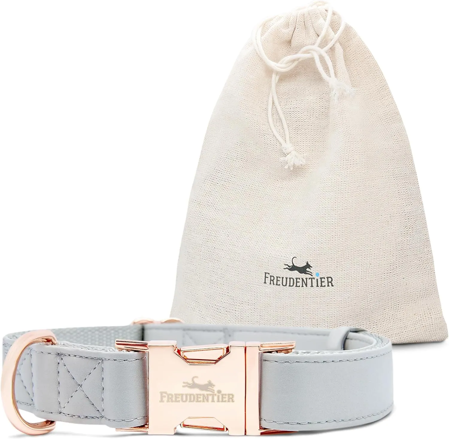 Bild von FREUDENTIER Hundehalsband aus veganem Leder mit Leinenbeutel, weich und robust, in Holland gefertigt