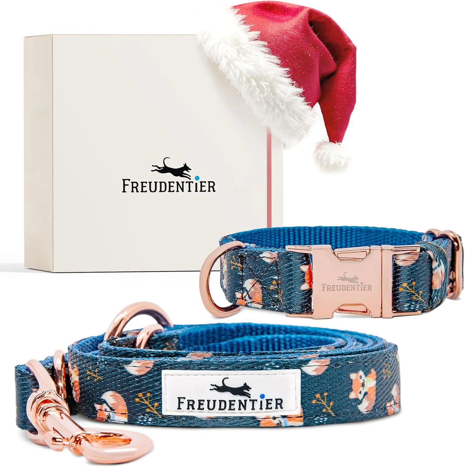 Bild von FREUDENTIER Hundehalsband und Leine Set mit Geschenkbox, 2 Meter verstellbare Leine für Hunde aller Größen